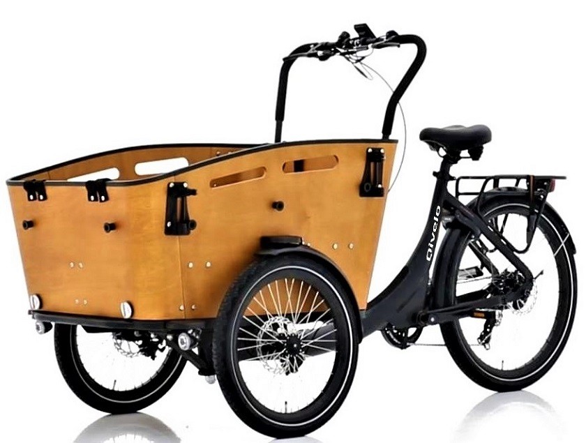 Qivelo Curve DR7 elektrische driewieler bakfiets - mat zwart/bruin