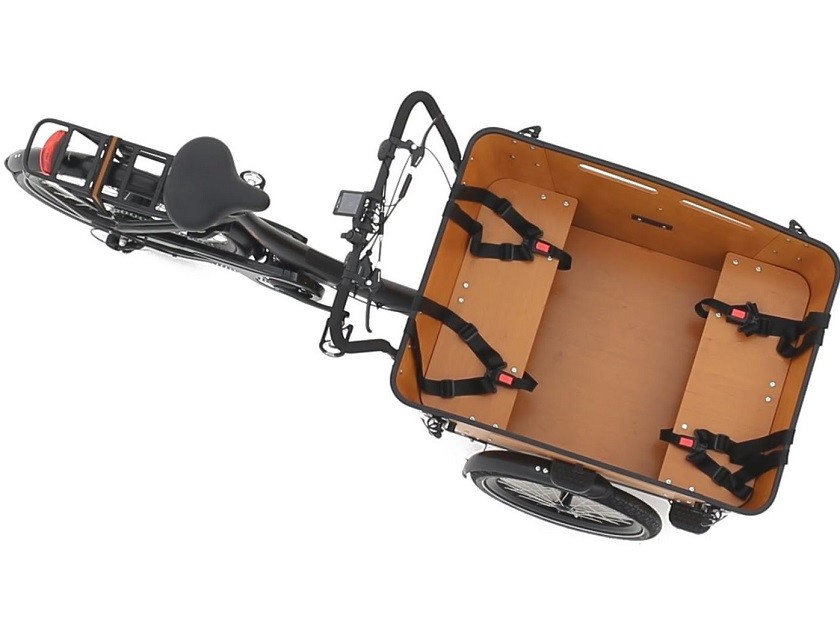 Qivelo Curve DR7 elektrische driewieler bakfiets - mat zwart/bruin