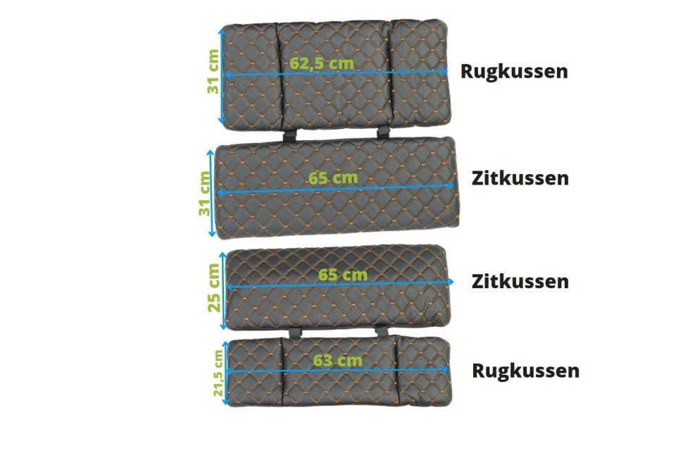 Luxe bakfiets kussens Giulia l Leder - Zwart