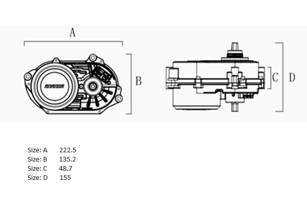 (223A5a) Ananda M100 Middenmotor – 48V / 120Nm – CANbus