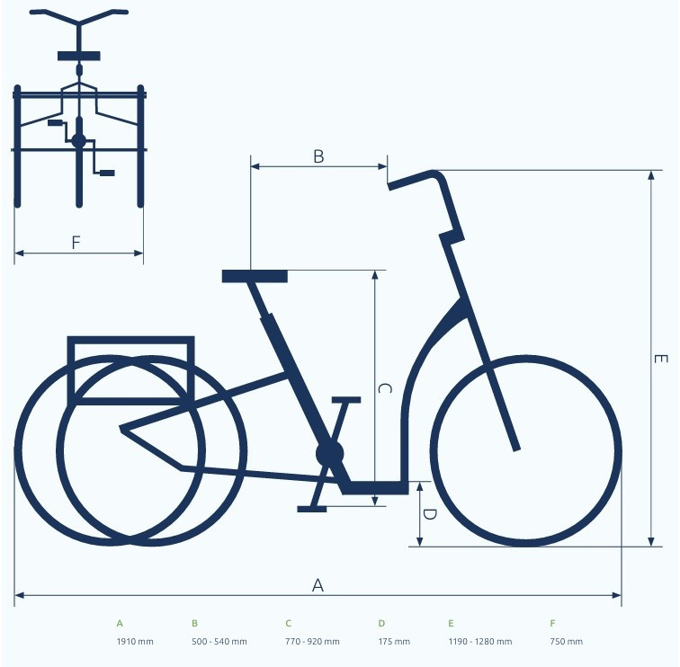 Pfautec Tamo FM - mat blauwgrijs - elektrische driewieler