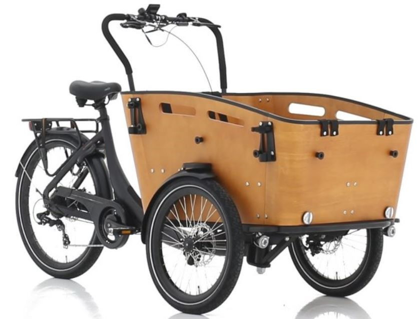 Qivelo Curve DR7 elektrische driewieler bakfiets - mat zwart/bruin