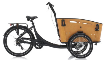 Qivelo Curve DR7 elektrische driewieler bakfiets - mat zwart/bruin
